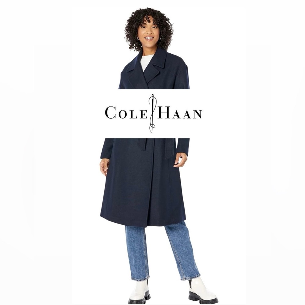 WOOL COAT Cole Haan Signature NWT
Flared Belted Wool Blend 
PEACOAT Trench Coat